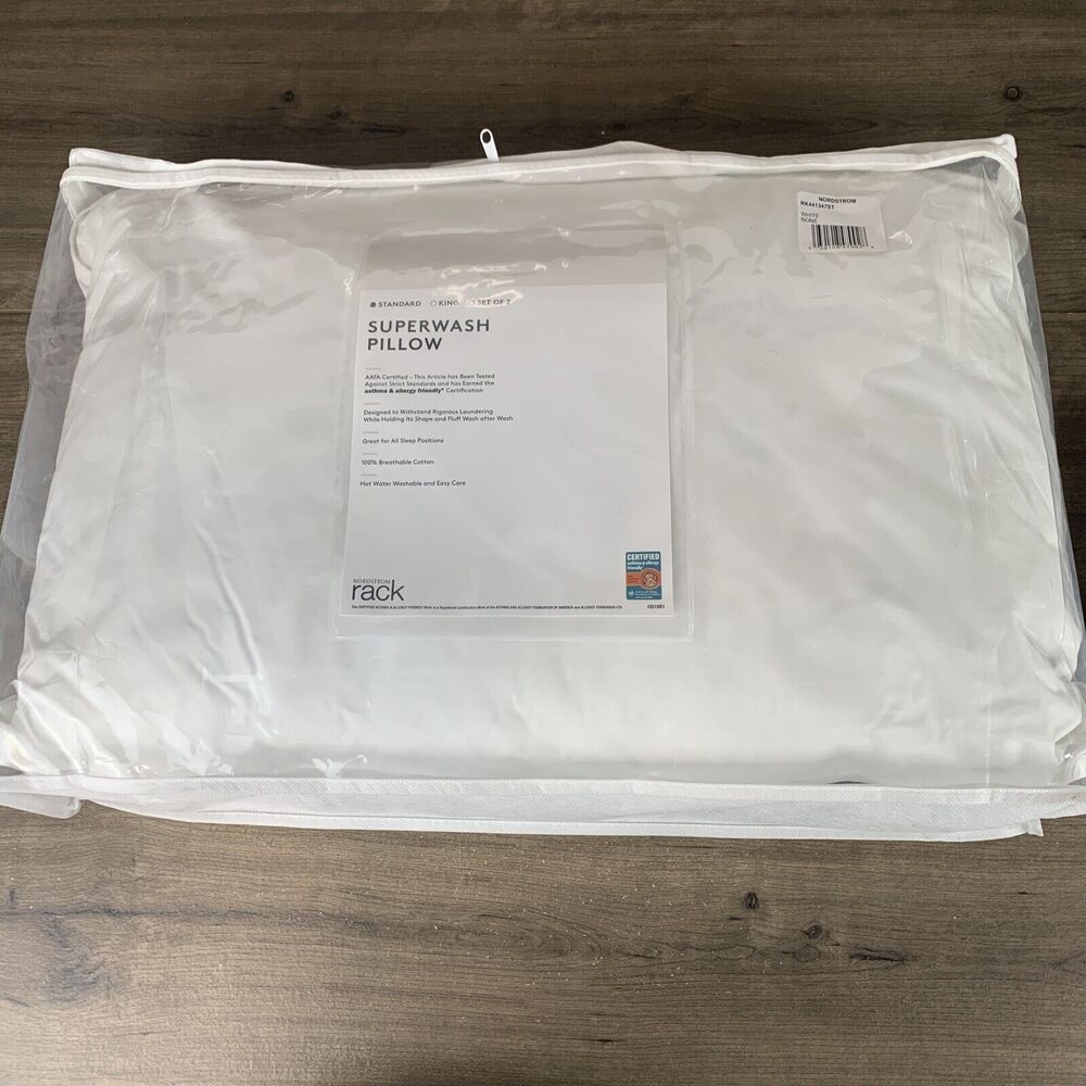 Breathe Easy Superwash Pillow Asthma & Allergy Friendly White Standard NEW